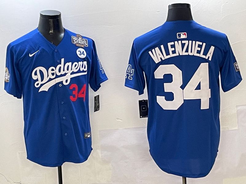 Men Los Angeles Dodgers #34 Valenzuela Blue White Fashion Game 2025 Nike MLB Jersey style 3262->los angeles dodgers->MLB Jersey